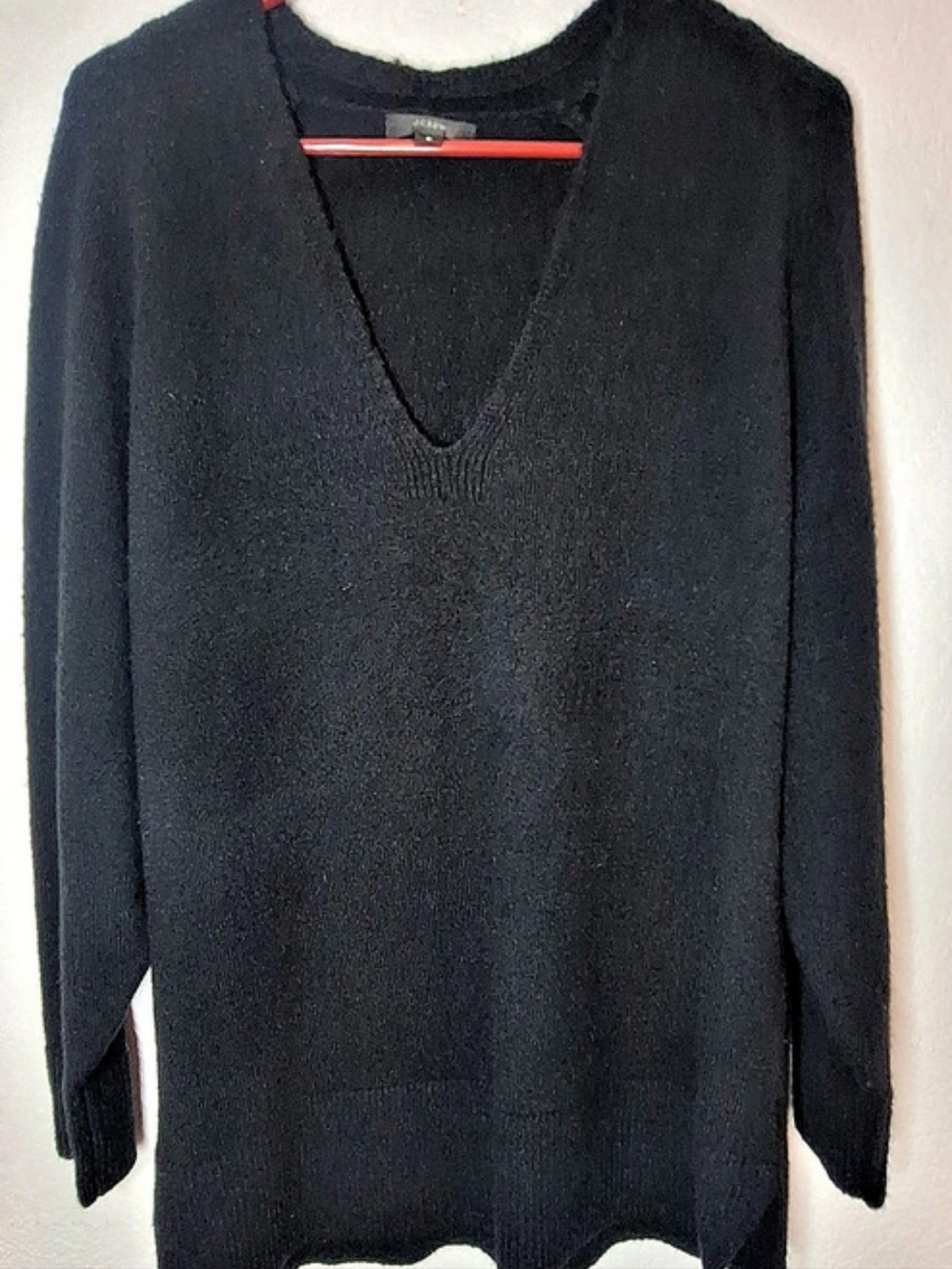 J.Crew Stretch-Wool Alpaca V-Neck Tunic Sweater Black S
